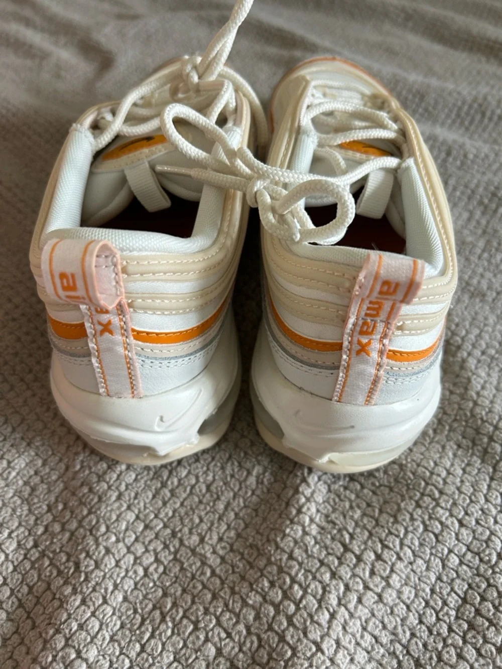 Women’s Nike Air Max 97 White with Orange Accents - Picture 4 of 6